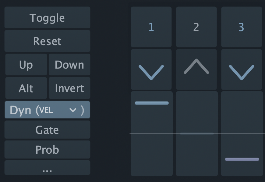 StepStrum Pro lane selection controls.